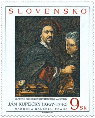 Art - Ján Kupecký: Self-portrait with Portrait of his Wife