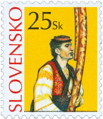 Slovak Folk Handicraft - Shepherd´s Long Pipe  (Definitive stamp)