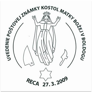 Uvedenie poštovej známky kostol matky Božej v Boldogu