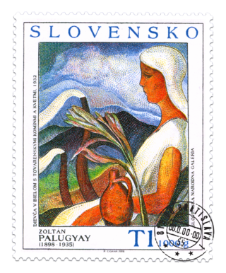 Umenie – Zoltán Palugyay, Dievča v bielom s továrenskými komínmi a kvetmi