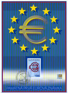 First commemorative euro postal stamp