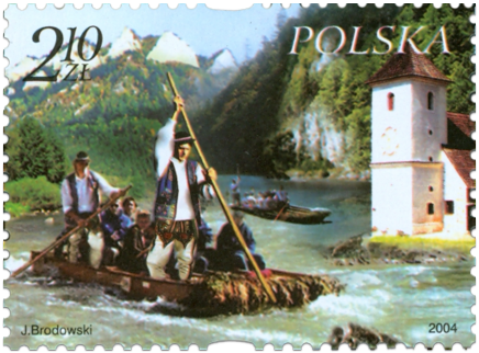 Raftmen on  the Dunajec River - Polish - Slovak common issue