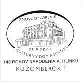 140 rokov narodenia A. Hlinku znovuotvorenie - Kultúrny dom