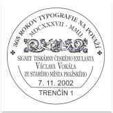 365 rokov typografie na Považí - signet tiskárny českého exulanta Václava Vokála ze Starého města Pražského