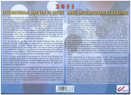International Year of Chemistry 2011/Commemorative sheet of the Belgic Post