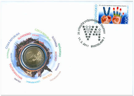Numismatic Cover: 20th Anniversary of the Foundation of the Visegrad Group 