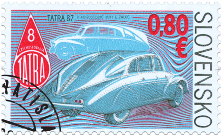 Postage stamp Veteran Motor Cars – Aerodynamic Tatra 87 