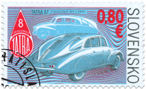 Postage stamp Veteran Motor Cars – Aerodynamic Tatra 87 