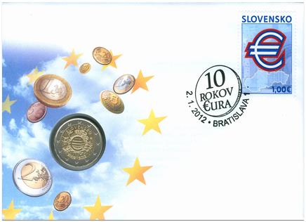 Numizmatická obálka: 10 rokov eura