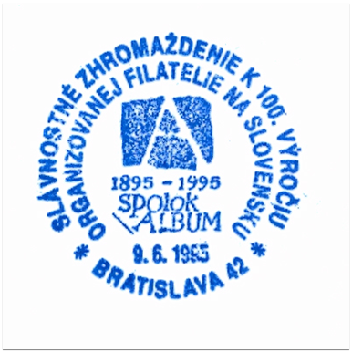 "Slávnostné zhromaždenie k 100. výročiu organizovanej filatelie na Slovensku Spolok Album 1895-1995"