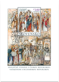 1150. výročie príchodu sv. Cyrila a Metoda na Veľkú Moravu. Spoločné vydanie s Českou republikou, Vatikánom a Bulharskom