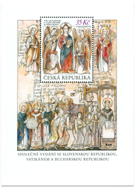 The 1150th Anniversary of the Arrival of St. Cyril and Methodius to Great Moravia. Isuue of Czech Republic.