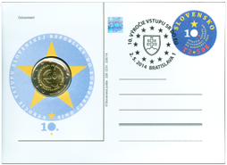 Numizmatický poštový lístok: Vstup SR do EÚ - 10. výročie