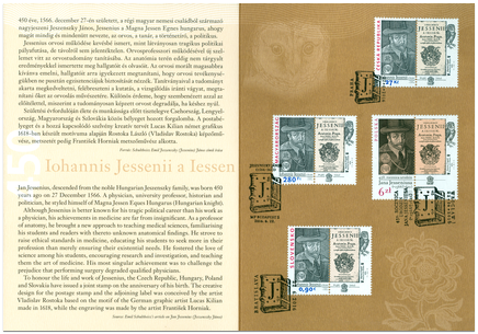 450. výročie narodenia Jána Jessenia. Pamätný list - Maďarské vydanie 