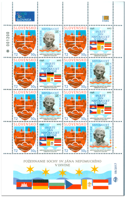 Tlačový list známky s personalizovaným kupónom - Ján Nepomucký