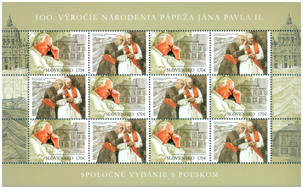 Spoločné vydanie s Poľskom: 100. výročie narodenia pápeža Jána Pavla II. (1920 –  2005)