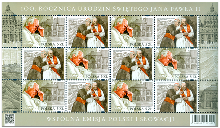 Spoločné vydanie s Poľskom: 100. výročie narodenia pápeža Jána Pavla II. (1920 – 2005)