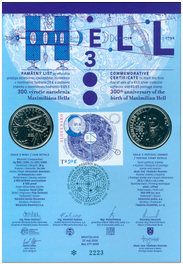 Numismatic Commemorative Sheet:  Maximilián Hell