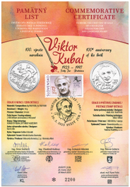 Numismatic Commemorative Sheet: Personalities: Viktor Kubal