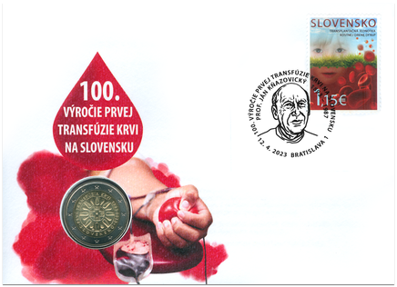 Numizmatická obálka: 100. výročie prvej transfúzie krvi na Slovensku