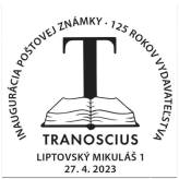 Inaugurácia poštovej  známky 125. výročie vzniku vydavateľstva TRANOSCIUS