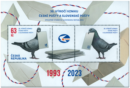Spoločné vydanie s Českou republikou: 30. výročie vzniku Českej pošty a Slovenskej pošty 
