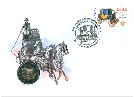 Numismatic Cover: The 200th Anniversary of Regular Express Stagecoach Mail Deliveries from Bratislava to Vienna